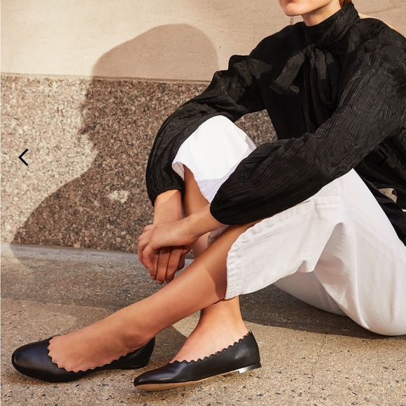 Chloe 🖤 Lauren scalloped black leather ballet flats size 37 worn once 🖤🖤🖤 - Picture 8 of 8